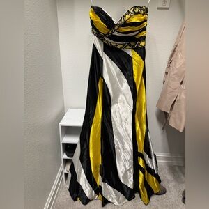 Black and yellow evening gown